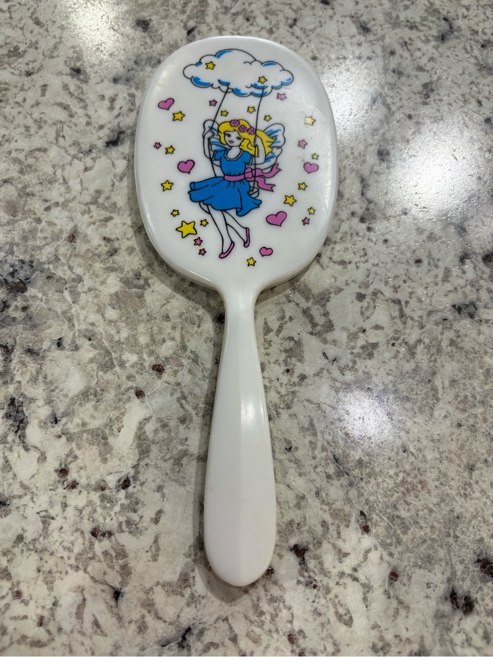 Kids White Hair Brush with Blue Fairy Design - Brand